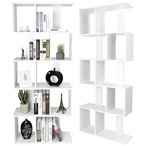 Bibliothque-en-forme-de-S-avec-tagre-5-niveaux-de-rangement-Armoire-autoportante-pour-salon-chambre--coucher-bureau-175-x-70-x-235-cm-0