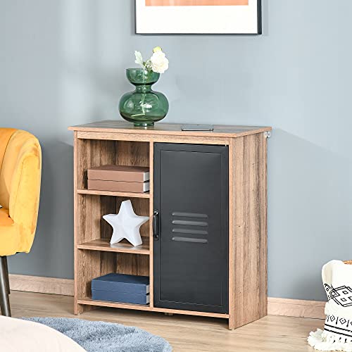 Buffet-design-industriel-meuble-de-rangement-3-niches-placard-panneaux-particules-aspect-bois-veinage-porte-mtal-noir-0-0