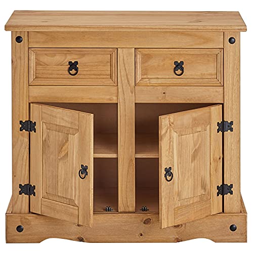IDIMEX-Buffet-Salsa-Commode-bahut-vaisselier-en-Bois-Style-Mexicain-avec-2-Portes-battantes-et-2-tiroirs-en-pin-Massif-Finition-teintecire-0-1