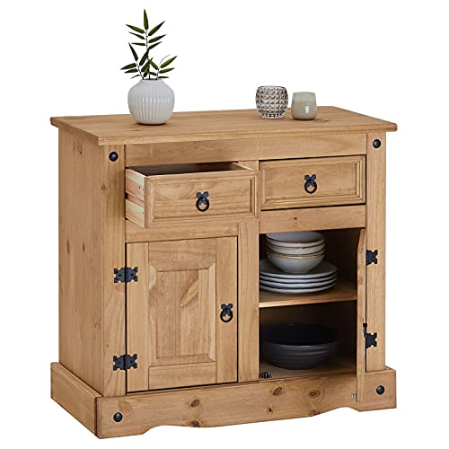 IDIMEX-Buffet-Salsa-Commode-bahut-vaisselier-en-Bois-Style-Mexicain-avec-2-Portes-battantes-et-2-tiroirs-en-pin-Massif-Finition-teintecire-0-2