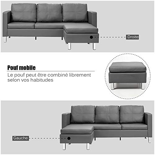 COSTWAY-Canap-dangle-Convertible-3-Places-Canap-en-L-avec-Mridienne-Rversible-en-Cuir-PU-et-Bois-Gris-188x62x60CM-pour-SalonAppartementSjour-0-0