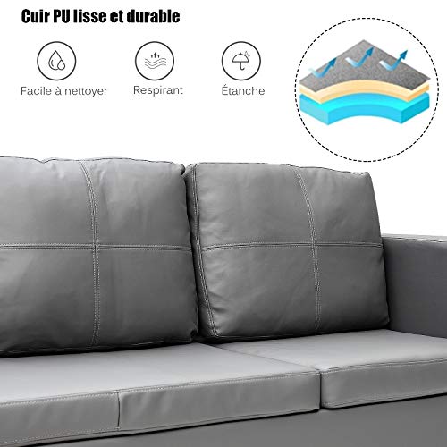 COSTWAY-Canap-dangle-Convertible-3-Places-Canap-en-L-avec-Mridienne-Rversible-en-Cuir-PU-et-Bois-Gris-188x62x60CM-pour-SalonAppartementSjour-0-1
