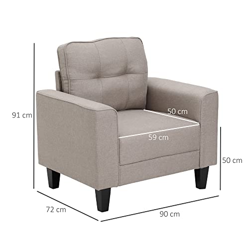 HOMCOM-Fauteuil-de-Salon-Design-Contemporain-Dossier-capitonn-Larges-accoudoirs-Droits-pitement-Bois-hva-Noir-revtement-Aspect-Lin-Beige-0-1