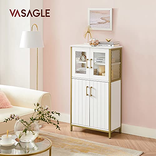 VASAGLE-Meuble-de-Rangement-Buffet-Placard-Armoire-tagres-Rglable-Meuble-de-Salle-de-Bain-Cadre-en-Acier-pour-Salon-Cuisine-Style-Moderne-Blanc-et-Dor-LSC260G10-0-0