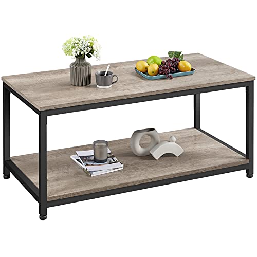 Yaheetech-Table-Basse-de-Salon-avec-Etagre-Table-de-Salon-Table-Basse-Moderne-en-Bois-Structure-en-Mtal-Dsign-Industriel-Pieds-rglables-Bout-de-Canap-0