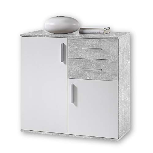 BOBBY-Commode-en-bton-blanc-Buffet-moderne-avec-beaucoup-despace-de-rangement-pour-votre-salon-80-x-82-x-35-cm-0