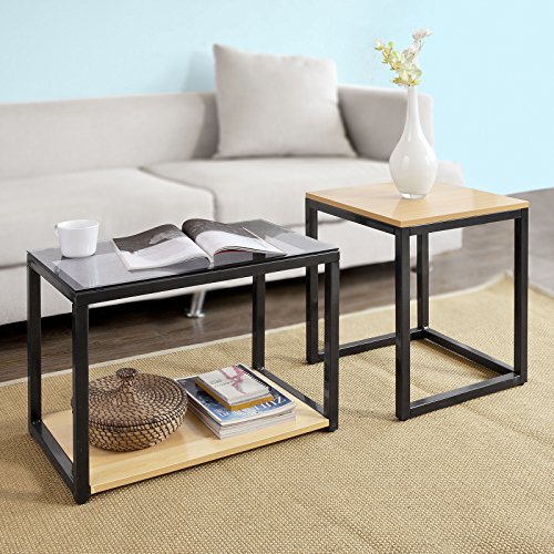 SoBuy-FBT35-Sch-Lot-de-2-Tables-Basses-Gigognes-Tables-de-Salon-Set-de-2-Tables-dappoint-Empilables-0-0