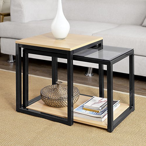 SoBuy-FBT35-Sch-Lot-de-2-Tables-Basses-Gigognes-Tables-de-Salon-Set-de-2-Tables-dappoint-Empilables-0-1