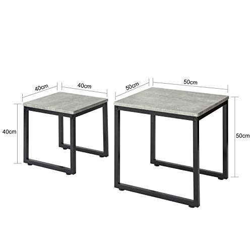 SoBuy-FBT42-HG-Tables-Basses-Gigognes-Set-de-2-Lot-de-2-Tables-dAppoint-Empilables-Tables-Carre-Table-Basse-Effet-Bton-0-2
