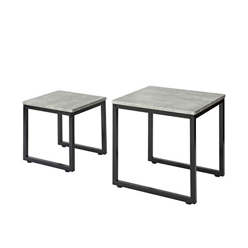 SoBuy-FBT42-HG-Tables-Basses-Gigognes-Set-de-2-Lot-de-2-Tables-dAppoint-Empilables-Tables-Carre-Table-Basse-Effet-Bton-0