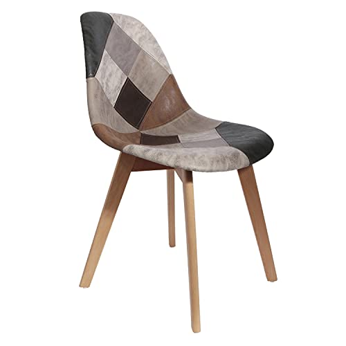 THE-HOME-DECO-FACTORY-HD6137-Lot-De-2-Chaises-Salon-Salle-A-Manger-Patchwork-Multicolore-Bois-PU-Scandinave-Polyurthane-46x85x55-cm-0-0