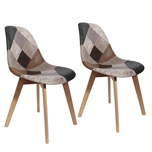 THE-HOME-DECO-FACTORY-HD6137-Lot-De-2-Chaises-Salon-Salle-A-Manger-Patchwork-Multicolore-Bois-PU-Scandinave-Polyurthane-46x85x55-cm-0