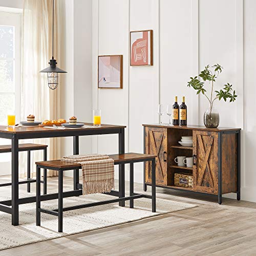 VASAGLE-Buffet-Meuble-de-Rangement-avec-placards-et-tagres-Portes-faon-Grange-pour-Salle--Manger-Cuisine-Salon-Couloir-Style-Industriel-Marron-Rustique-et-Noir-LSC098B01-0-1