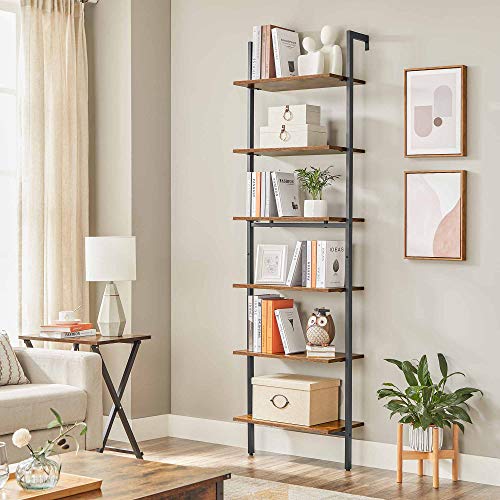 VASAGLE-tagre-chelle-Bibliothque-6-Niveaux-Meuble-Rangement-Livres-dcorations-pour-Salon-Bureau-Chambre-60-x-30-x-2048-cm-Style-Industriel-Marron-Rustique-et-Noir-LLS103B01-0-0