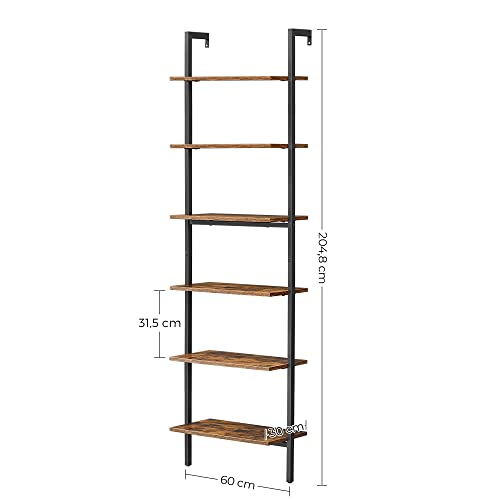 VASAGLE-tagre-chelle-Bibliothque-6-Niveaux-Meuble-Rangement-Livres-dcorations-pour-Salon-Bureau-Chambre-60-x-30-x-2048-cm-Style-Industriel-Marron-Rustique-et-Noir-LLS103B01-0-1
