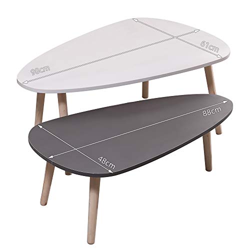 Willonin-Table-Basse-Ovale-Table-Basse-Ovale-avec-Pieds-en-Bois-Massif-Ensemble-2-Pices-Table-Basse-Style-Scandinave-98-60-40cm-88-48-34cm-0-0