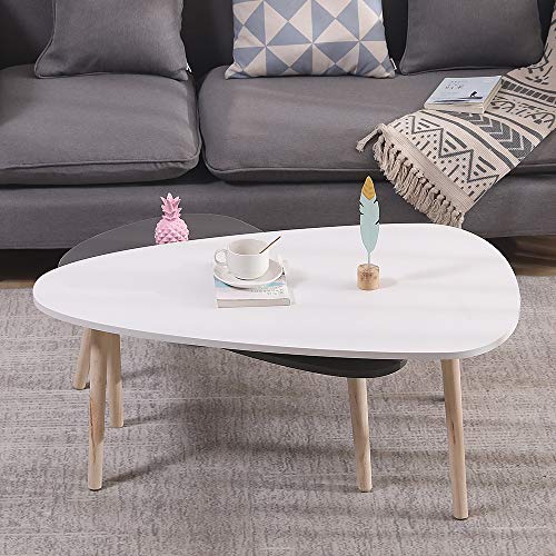 Willonin-Table-Basse-Ovale-Table-Basse-Ovale-avec-Pieds-en-Bois-Massif-Ensemble-2-Pices-Table-Basse-Style-Scandinave-98-60-40cm-88-48-34cm-0-2