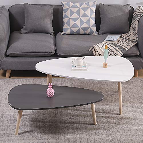 Willonin-Table-Basse-Ovale-Table-Basse-Ovale-avec-Pieds-en-Bois-Massif-Ensemble-2-Pices-Table-Basse-Style-Scandinave-98-60-40cm-88-48-34cm-0