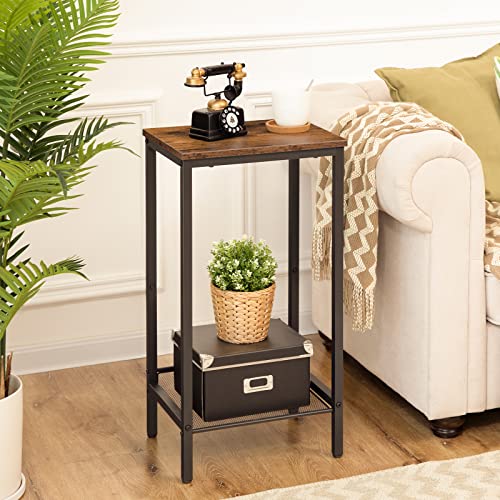 HOOBRO-Table-dAppoint-Table-de-Chevet-Table-Tlphone-avec-tagre-Grillage-Rglable-Bout-de-Canap-Fin-Table-pour-Lampe-Bureau-Couloir-38-x-28-x-735-cm-Style-Industriel-EBF03DH01-0-0