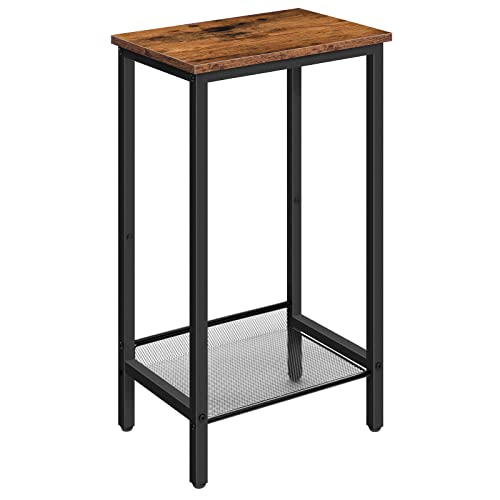 HOOBRO-Table-dAppoint-Table-de-Chevet-Table-Tlphone-avec-tagre-Grillage-Rglable-Bout-de-Canap-Fin-Table-pour-Lampe-Bureau-Couloir-38-x-28-x-735-cm-Style-Industriel-EBF03DH01-0