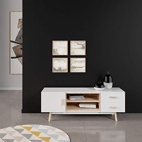 Happy-Garden-Meuble-TV-Ross-Meuble-Bas-Style-scandinave-pour-tlvision-et-Console-de-Jeux-Meuble-avec-armoires-tiroirs-et-tagres-0-0