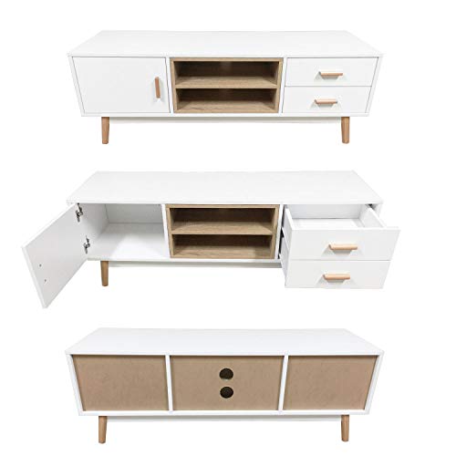 Happy-Garden-Meuble-TV-Ross-Meuble-Bas-Style-scandinave-pour-tlvision-et-Console-de-Jeux-Meuble-avec-armoires-tiroirs-et-tagres-0-1