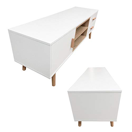 Happy-Garden-Meuble-TV-Ross-Meuble-Bas-Style-scandinave-pour-tlvision-et-Console-de-Jeux-Meuble-avec-armoires-tiroirs-et-tagres-0-2