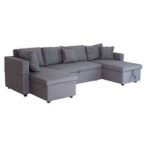 Happy-Garden-canap-panoramique-Convertible-Scott-4-Places-en-Tissu-Gris-chin-Canap-avec-mridiennes-et-Coffre-de-Rangement-0