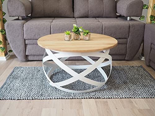 Lumarc-Firenze-Table-Basse-de-Salon-en-Bois-Massif-de-ChneHtre-Naturel-au-Design-Industriel-Minimaliste-Moderne-Ronde-70x40-cm-0-0