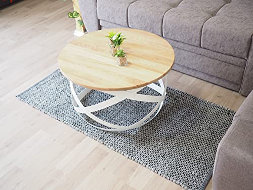 Lumarc-Firenze-Table-Basse-de-Salon-en-Bois-Massif-de-ChneHtre-Naturel-au-Design-Industriel-Minimaliste-Moderne-Ronde-70x40-cm-0-1
