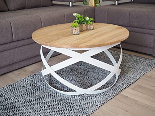 Lumarc-Firenze-Table-Basse-de-Salon-en-Bois-Massif-de-ChneHtre-Naturel-au-Design-Industriel-Minimaliste-Moderne-Ronde-70x40-cm-0-2