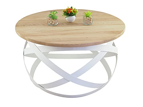 Lumarc-Firenze-Table-Basse-de-Salon-en-Bois-Massif-de-ChneHtre-Naturel-au-Design-Industriel-Minimaliste-Moderne-Ronde-70x40-cm-0