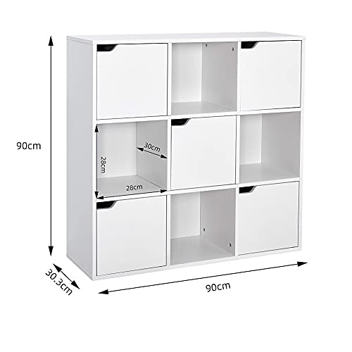 Meerveil-tagre-de-Rangement-9-Cubes-Bibliothque-en-Bois-Armoire-de-Rangement-Inclus-4-Cubes-Ouvertes-et-5-Cubes-avec-Portes-pour-Salon-Bureau-Style-Moderne-0-0