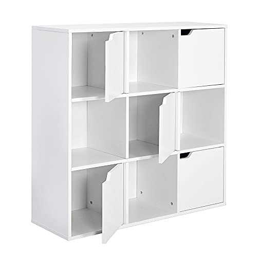 Meerveil-tagre-de-Rangement-9-Cubes-Bibliothque-en-Bois-Armoire-de-Rangement-Inclus-4-Cubes-Ouvertes-et-5-Cubes-avec-Portes-pour-Salon-Bureau-Style-Moderne-0-1