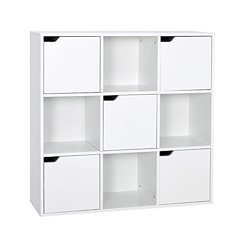 Meerveil-tagre-de-Rangement-9-Cubes-Bibliothque-en-Bois-Armoire-de-Rangement-Inclus-4-Cubes-Ouvertes-et-5-Cubes-avec-Portes-pour-Salon-Bureau-Style-Moderne-0