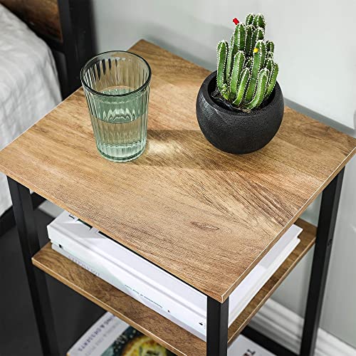VASAGLE-Lot-de-2-Tables-dappoint-Tables-de-Chevet-Bouts-de-canap-3-Niveaux-Structure-en-Acier-Robuste-pour-Salon-Chambre-Montage-Simple-Marron-Miel-et-Noir-LET201B15-0-2