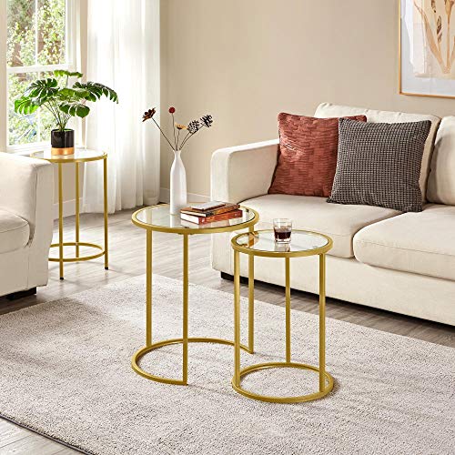Yaheetech-Tables-Basses-Gigognes-Lot-de-2-Tables-de-Salon-Rondes-Bouts-de-canap-Table-dappoint-en-Verre-Tremp-Design-Moderne-en-Mtal-Dor-pour-Salon-Balcon-Chambre-495-x-495-x-59-cm-0-0