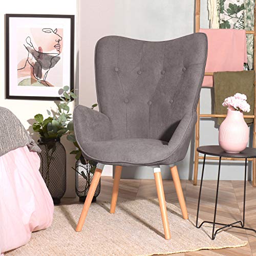MEUBLE-COSY-Grand-Fauteuil-au-style-scandinave-avec-un-revtement-en-tissu-rose-0-0