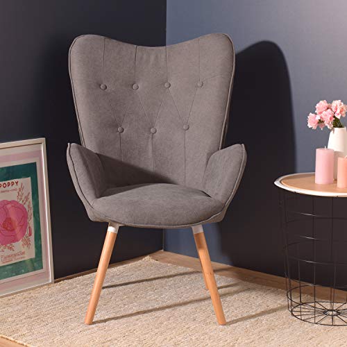 MEUBLE-COSY-Grand-Fauteuil-au-style-scandinave-avec-un-revtement-en-tissu-rose-0-2