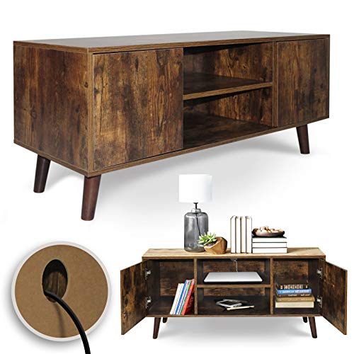 MIADOMODO-Meuble-TV-de-Style-Industriel-110x50x40cm-avec-2-Compartiments-Ouverts-et-2-Portes-Marron-Rustique-Armoire-Table-Basse-Salon-Chambre-Bureau-Support-de-tlvision-Banc-TV-0-0
