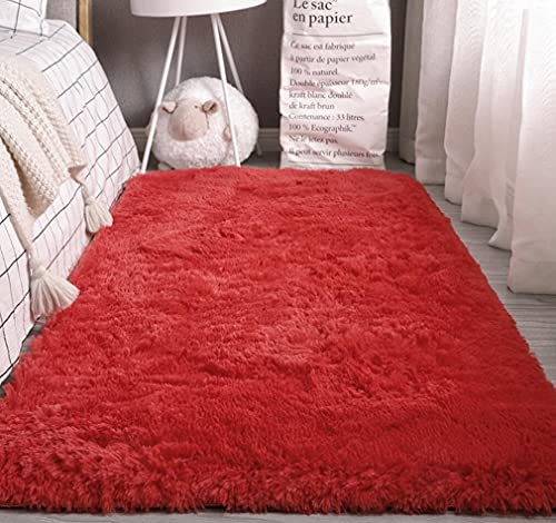 Tapis--Poils-Longs-Tapis-Moelleux--Poils-Longs-antidrapant-Super-Doux-pour-Salon-Chambre--Coucher-Salle--Manger-Tapis-de-tte-de-lit-pour-Enfants-Rouge-80x160-cm-0-0