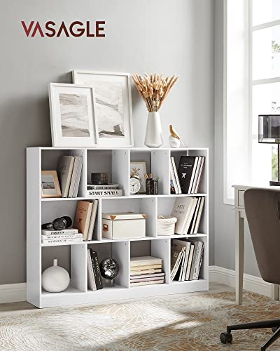 VASAGLE-Bibliothque-tagre-Rangement-Meuble-pour-Dossier-avec-8-Casiers-Ouvers-et-3-Compartiments-pour-Bureau-Chambre-Salon-Blanc-LBC054T14-0-0