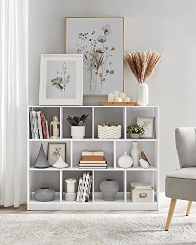VASAGLE-Bibliothque-tagre-Rangement-Meuble-pour-Dossier-avec-8-Casiers-Ouvers-et-3-Compartiments-pour-Bureau-Chambre-Salon-Blanc-LBC054T14-0-1