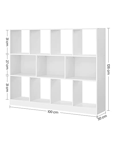 VASAGLE-Bibliothque-tagre-Rangement-Meuble-pour-Dossier-avec-8-Casiers-Ouvers-et-3-Compartiments-pour-Bureau-Chambre-Salon-Blanc-LBC054T14-0-2