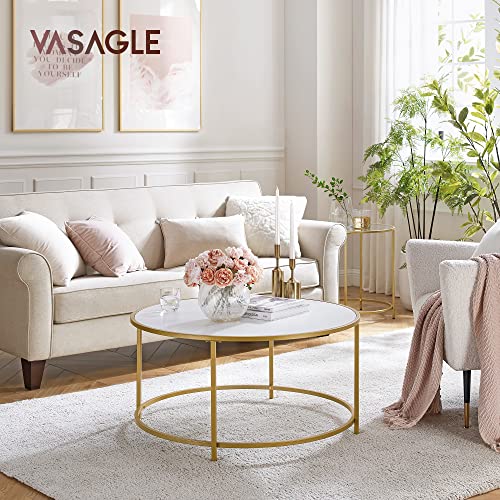 VASAGLE-Table-Basse-Ronde-Table-de-Salon-avec-Dessus-en-Panneaux-Cadre-en-Mtal-Dor-Montage-Facile-Style-Moderne-Dor-et-Blanc-LCT091A10-0-0