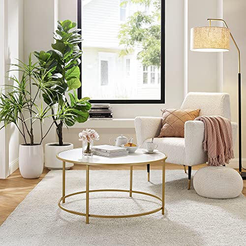 VASAGLE-Table-Basse-Ronde-Table-de-Salon-avec-Dessus-en-Panneaux-Cadre-en-Mtal-Dor-Montage-Facile-Style-Moderne-Dor-et-Blanc-LCT091A10-0-1