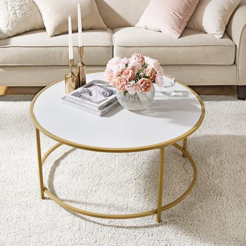 VASAGLE-Table-Basse-Ronde-Table-de-Salon-avec-Dessus-en-Panneaux-Cadre-en-Mtal-Dor-Montage-Facile-Style-Moderne-Dor-et-Blanc-LCT091A10-0-2