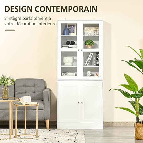 HOMCOM-Bibliothque-vitrine-multi-rangement-2-portes-verre-2-portes-bois-4-tagres-rglables-MDF-blanc-0-2