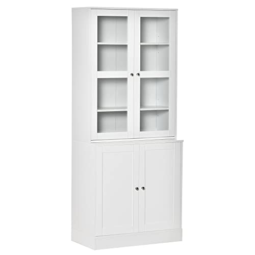 HOMCOM-Bibliothque-vitrine-multi-rangement-2-portes-verre-2-portes-bois-4-tagres-rglables-MDF-blanc-0