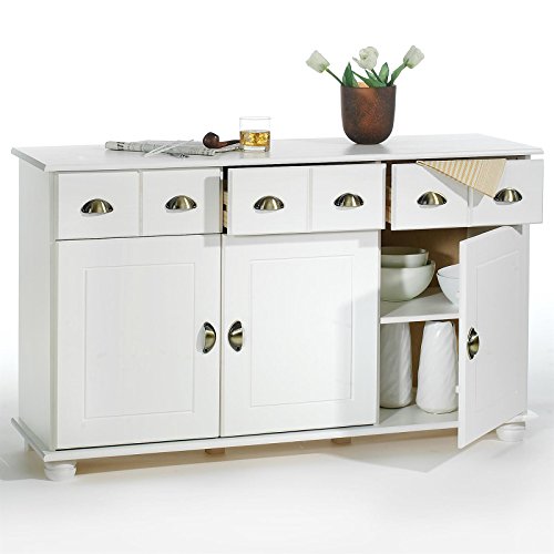 IDIMEX-Buffet-Colmar-Commode-bahut-vaisselier-Meuble-Bas-Rangement-avec-3-tiroirs-et-3-Portes-battantes-en-pin-Massif-0-0